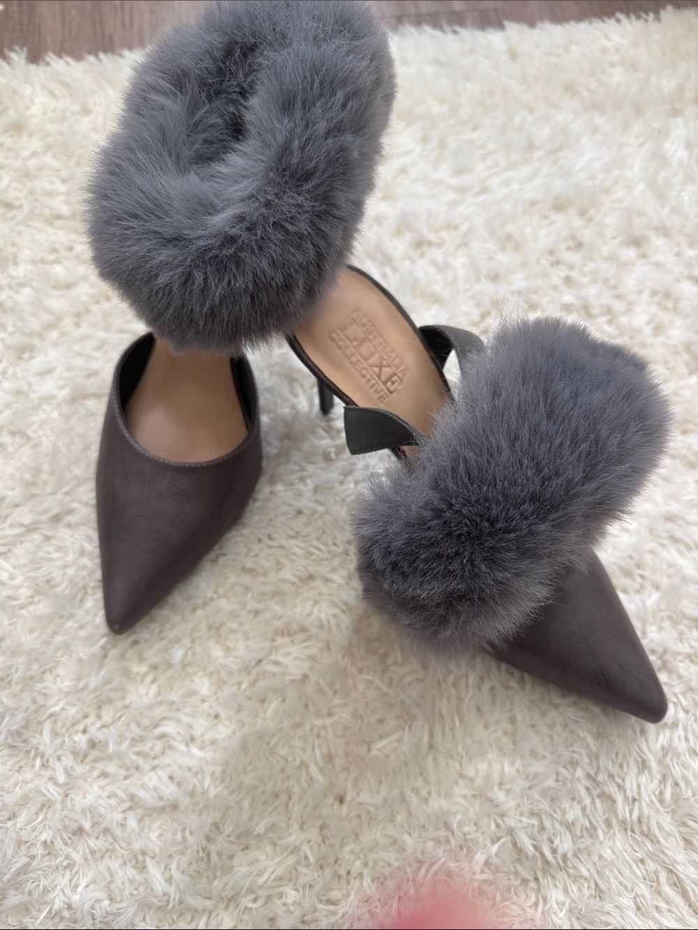 Australia luxe fur gray mules size 8 - Picture 2 of 8